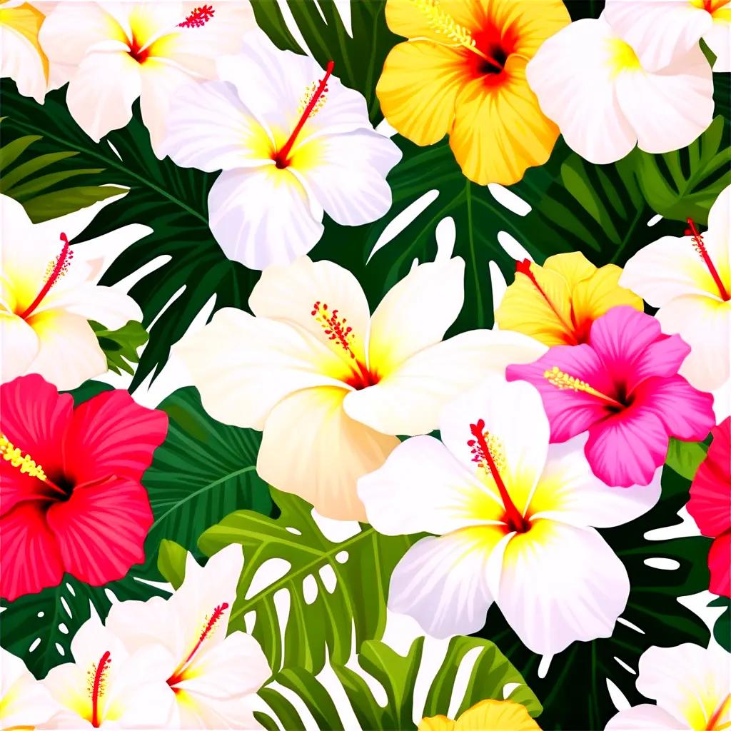 Hawaiian flower pattern in a tropical design