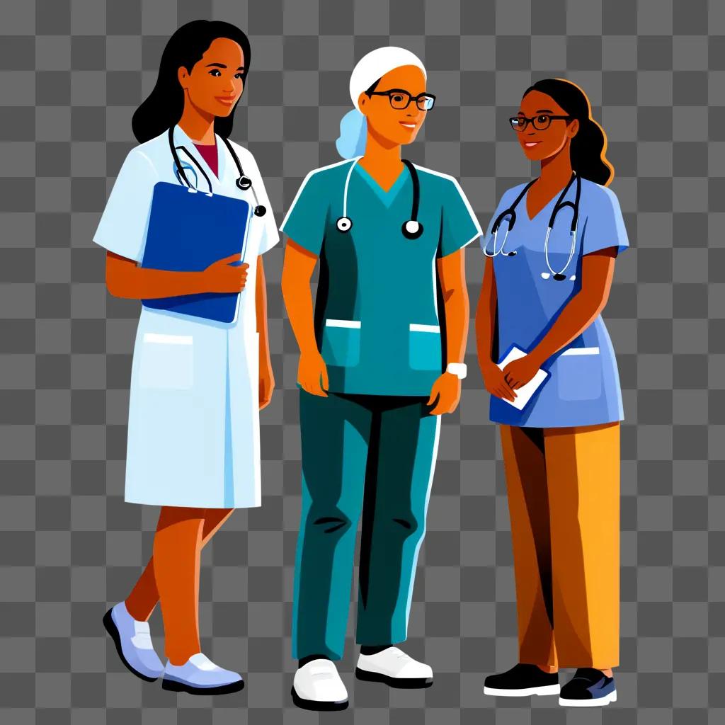 Healthcare professionals in colorful outfits