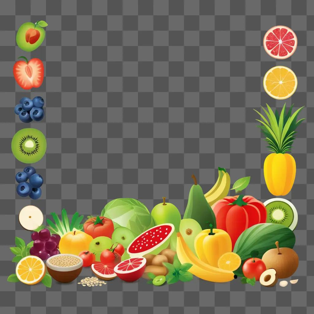 Healthy food clipart with a variety of fruits and vegetables