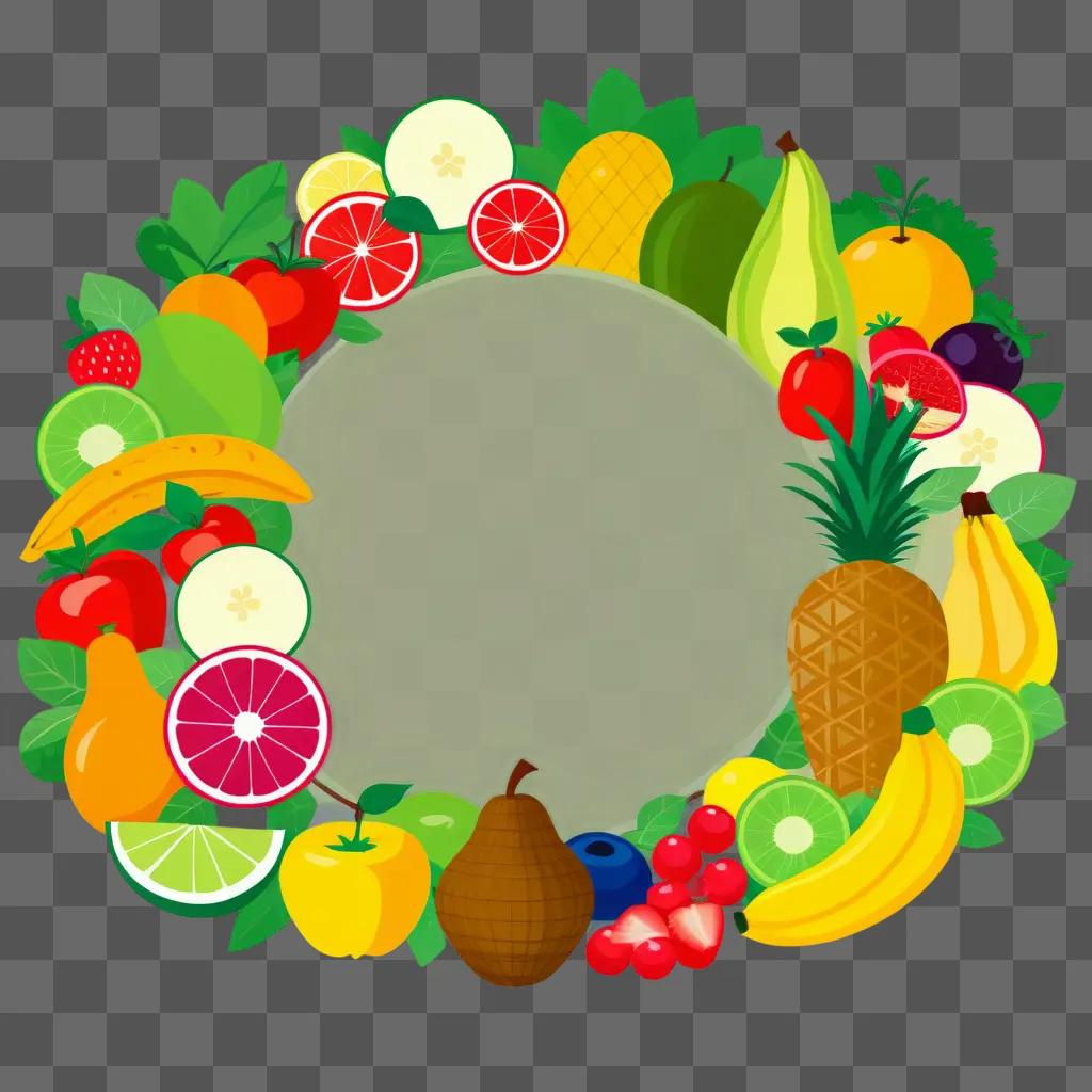 Healthy food clipart with fruits and leaves