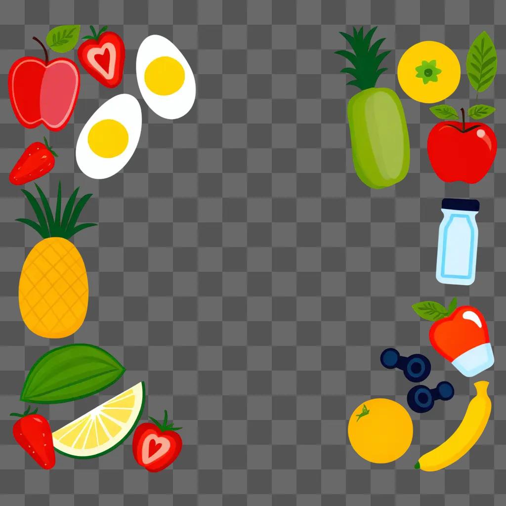 Healthy fruits and vegetables on a background