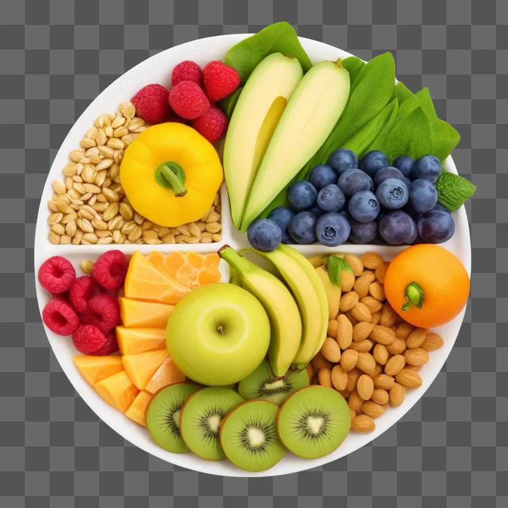 Healthy plate of fruit and nuts for nutrition