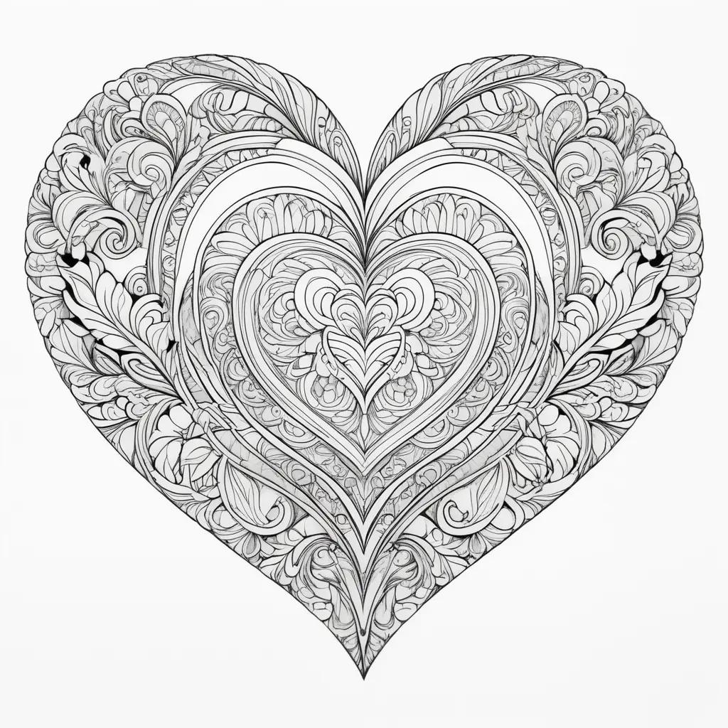 Heart Coloring Page with Fancy Designs