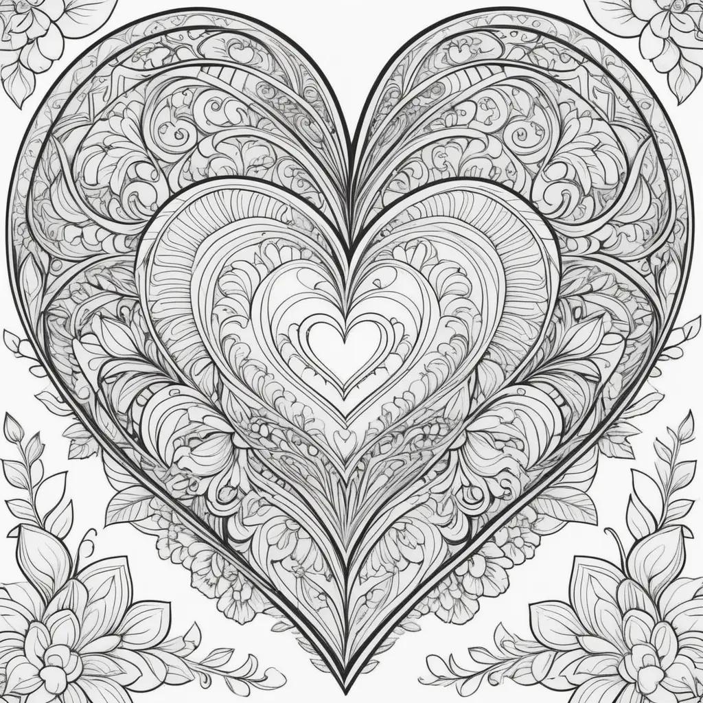 Heart Coloring Pages with a Black and White Design