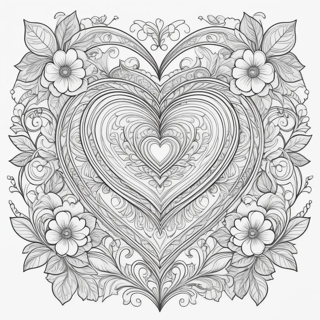 Heart shaped Valentine coloring pages to print for free