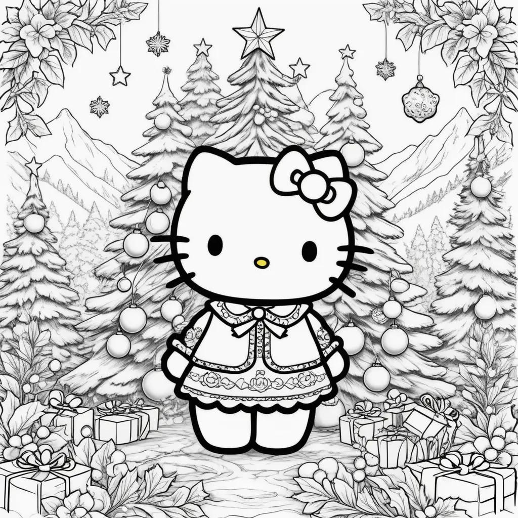 Hello Kitty Christmas coloring pages for kids