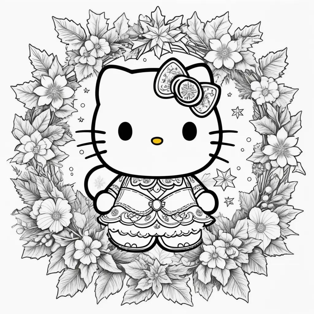 Hello Kitty Christmas coloring pages for kids