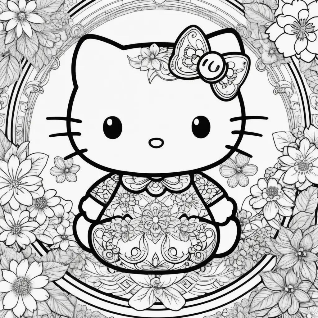 Hello Kitty Coloring Page for Adults