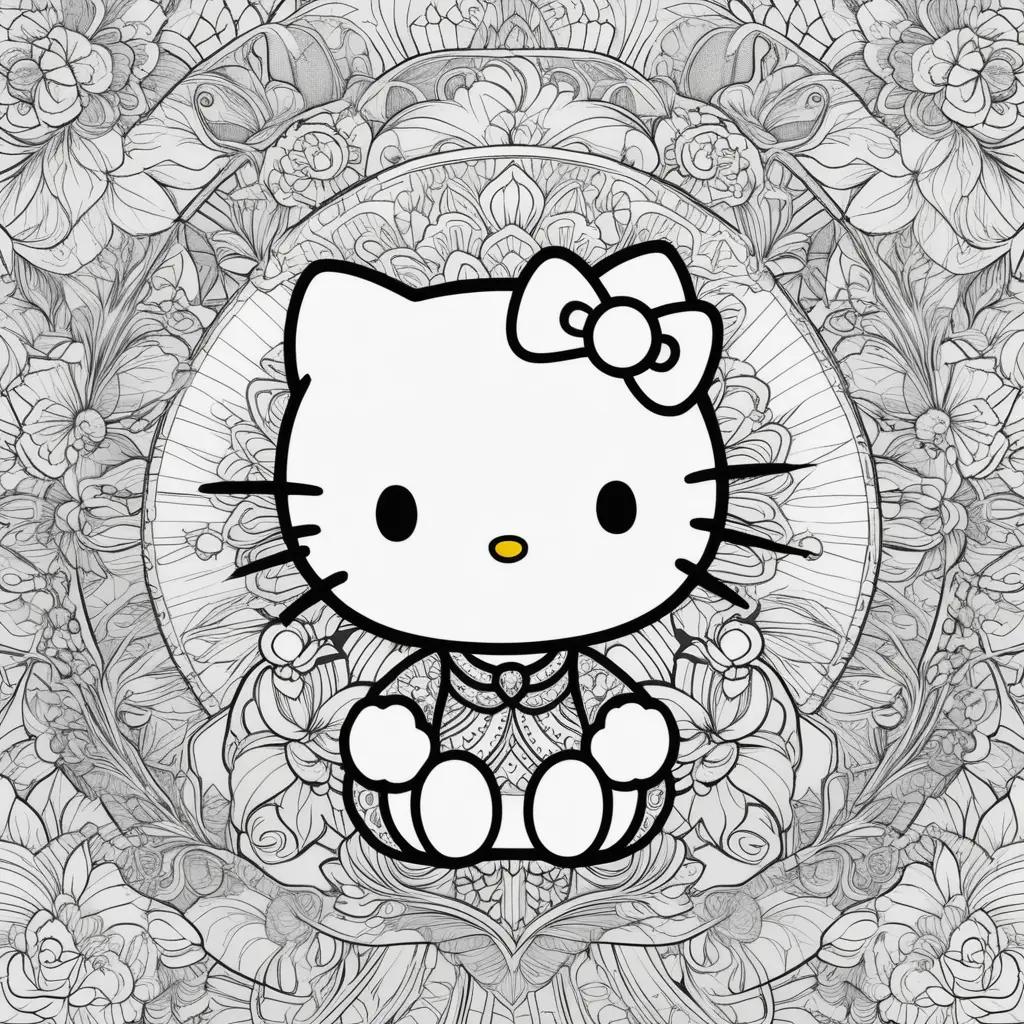 Hello Kitty Coloring Pages With Flower Designs