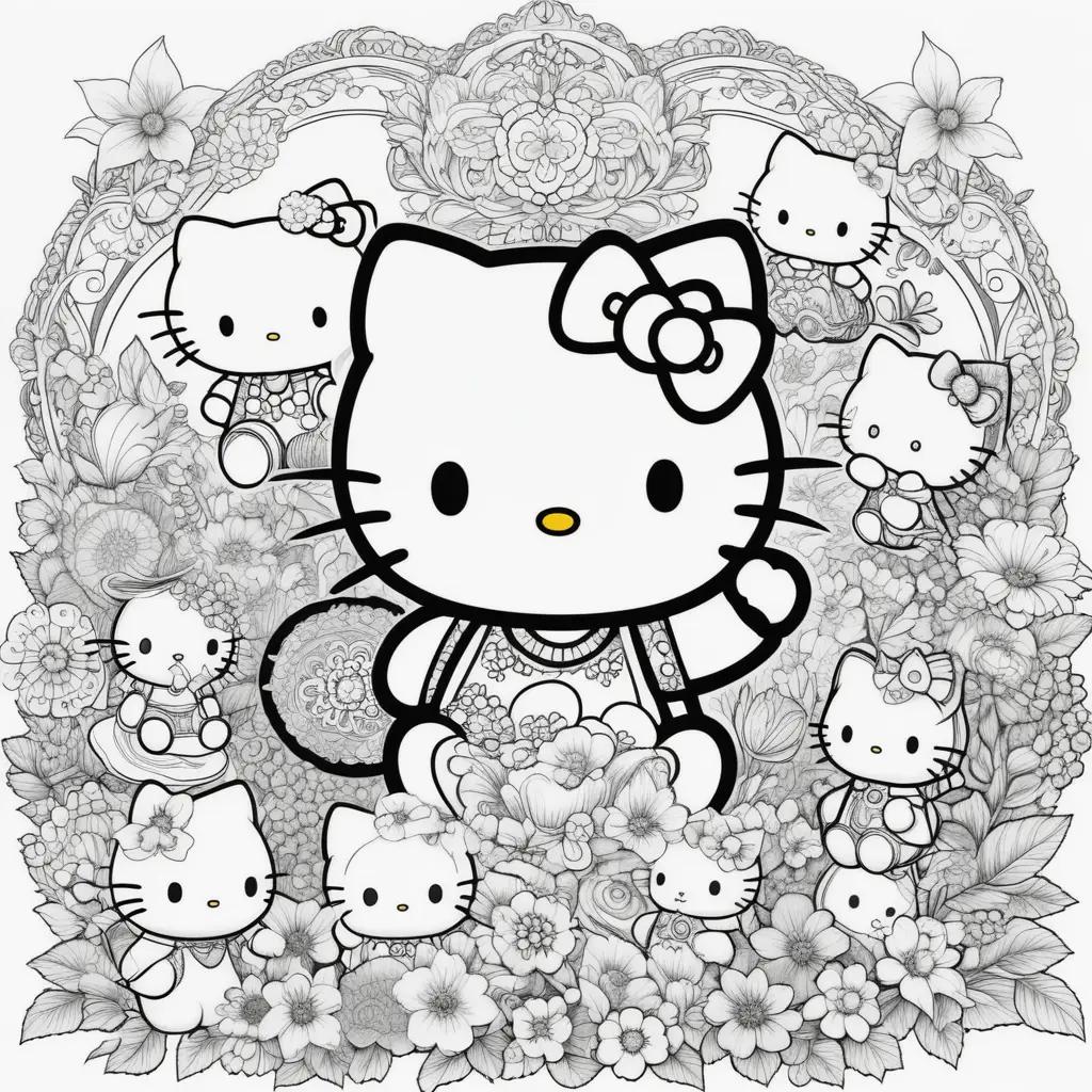 Hello Kitty Coloring Pages with Friends