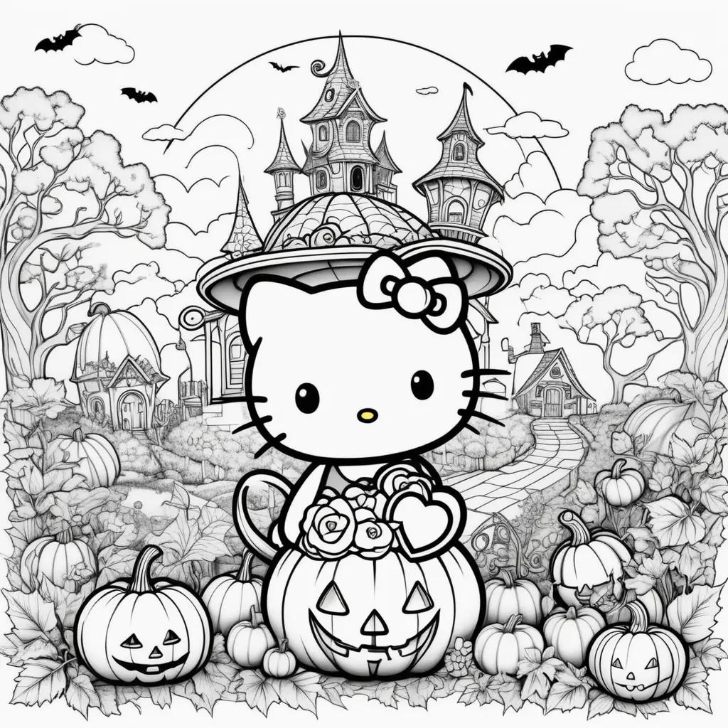 Hello Kitty Halloween Coloring Page