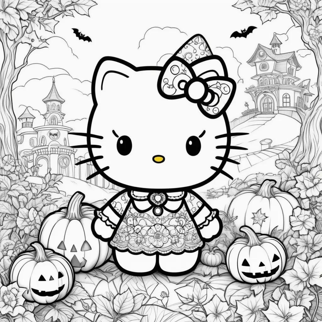 Hello Kitty Halloween Coloring Pages: A fun collection of Halloween coloring pages featuring the beloved character