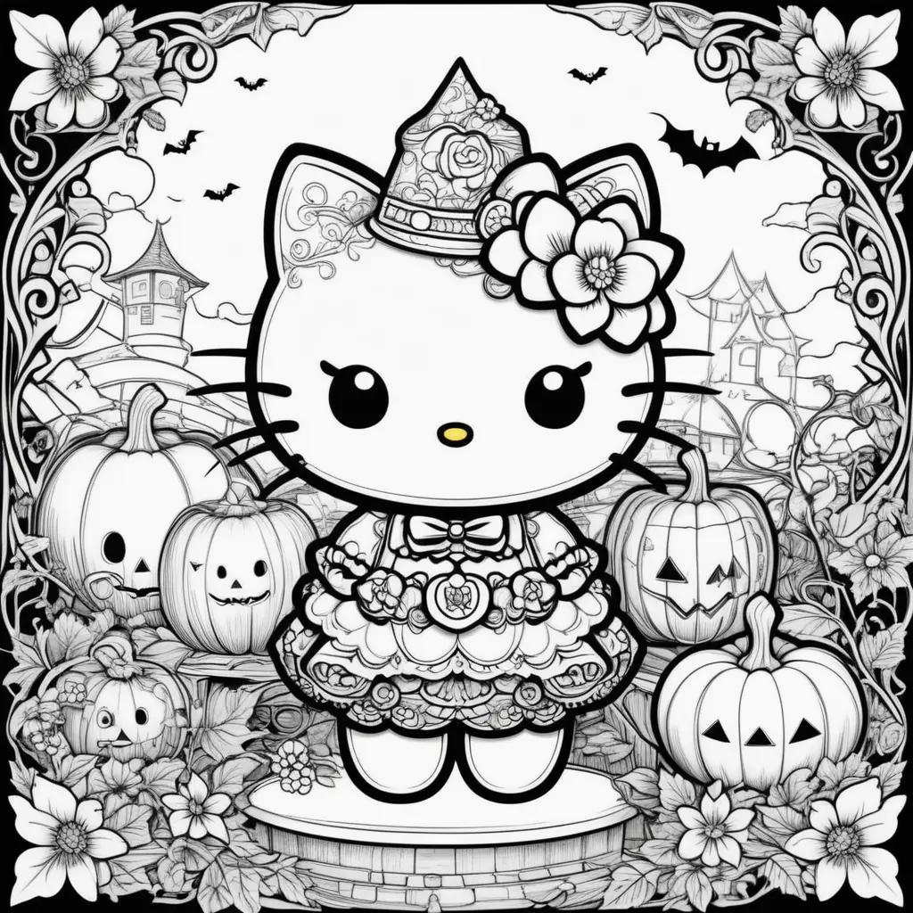 Hello Kitty Halloween Coloring Pages for Kids