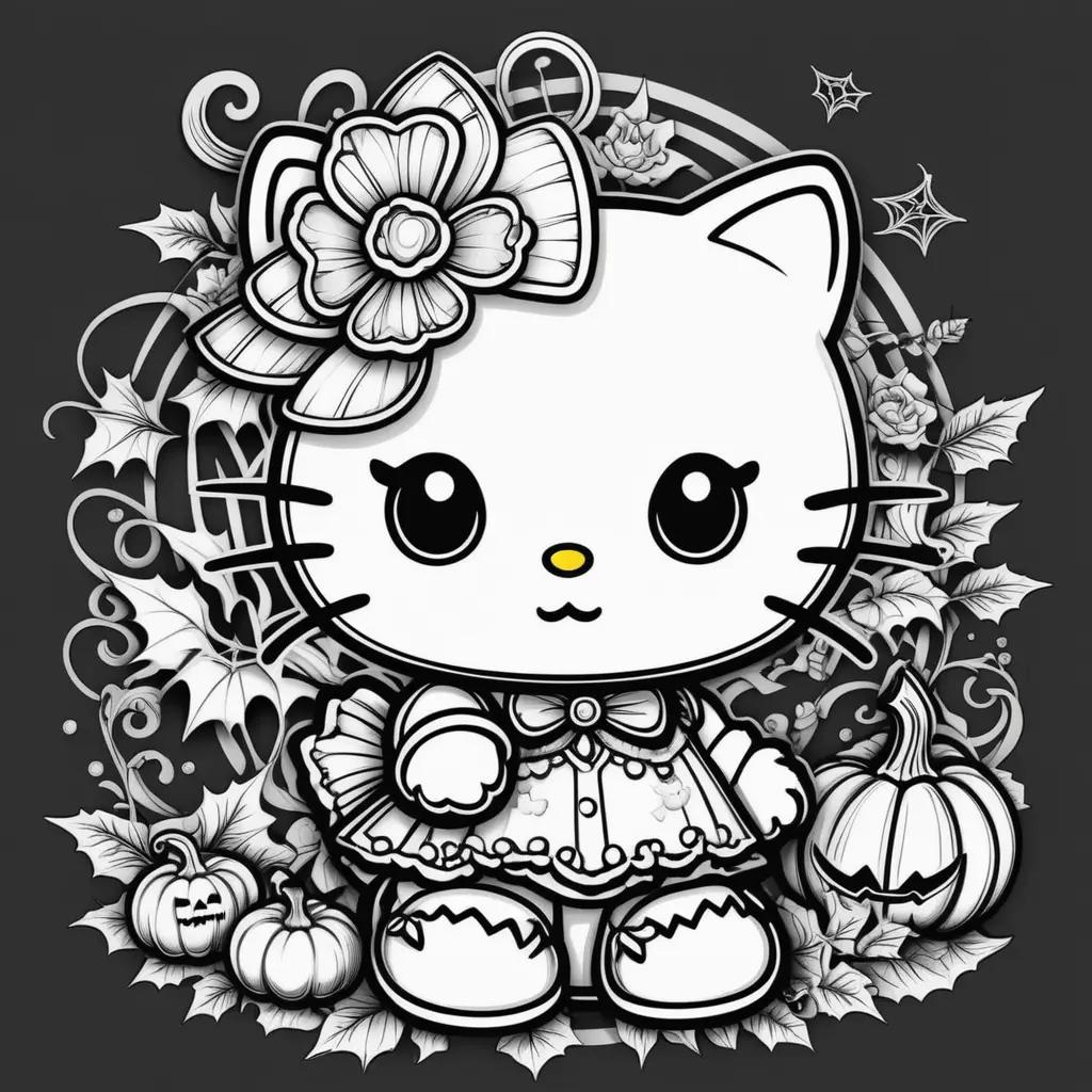 Hello Kitty Halloween Coloring Pages