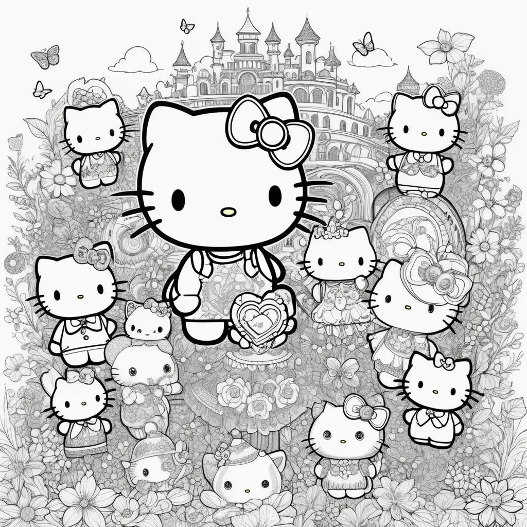 Hello Kitty and friends coloring pages: a black and white collection