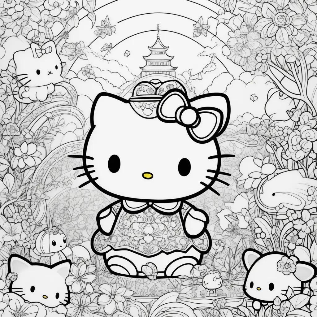 Hello Kitty coloring page with Hello Kittens