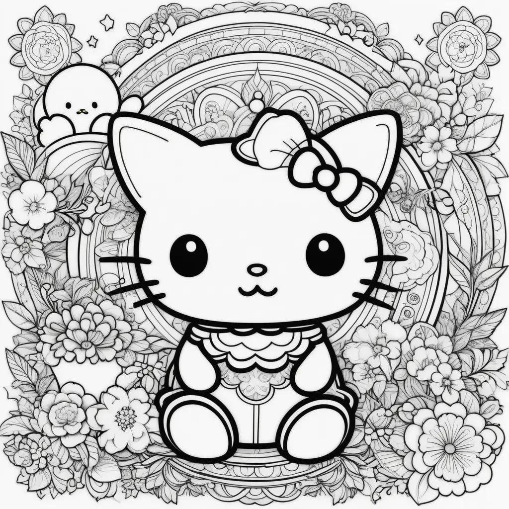 Hello Kitty coloring page with a bow on its head