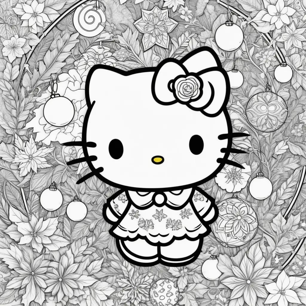 Hello Kitty coloring pages for Christmas