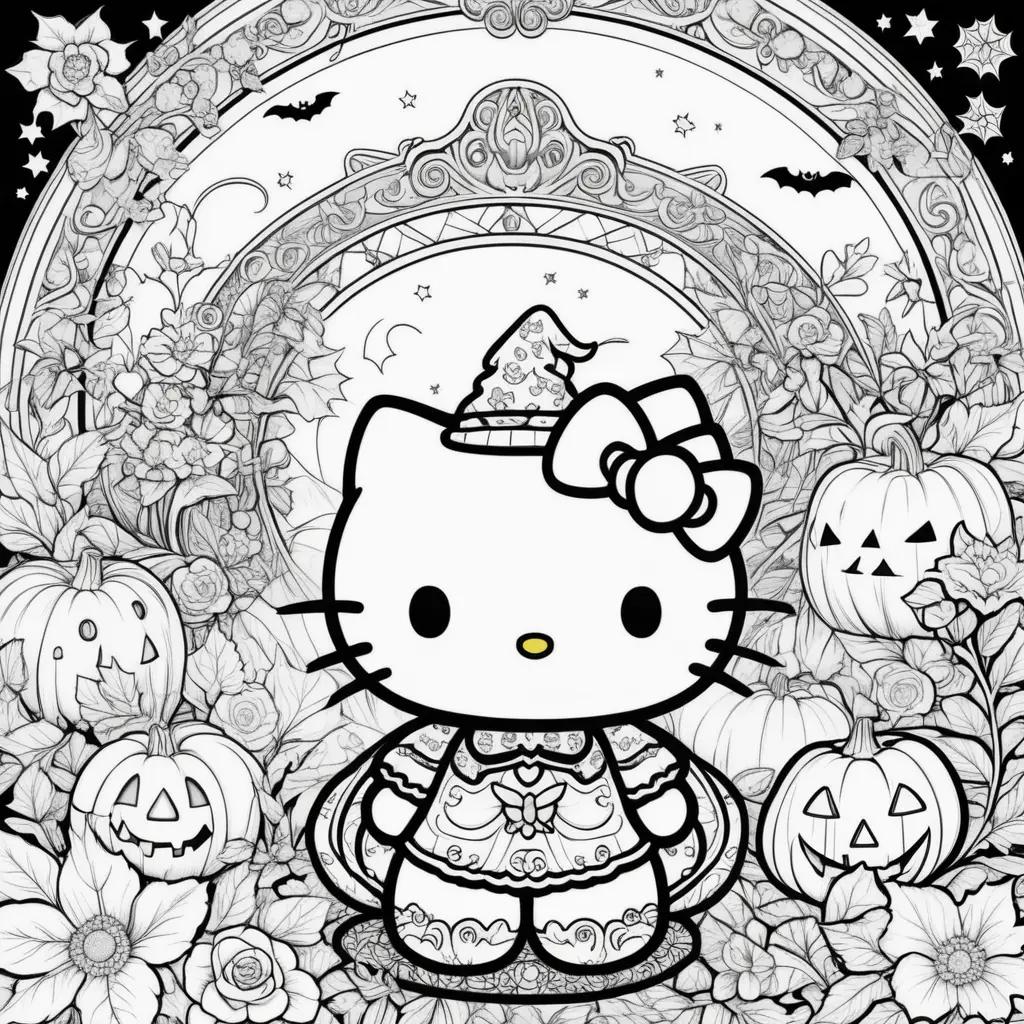 Hello Kitty coloring pages for Halloween