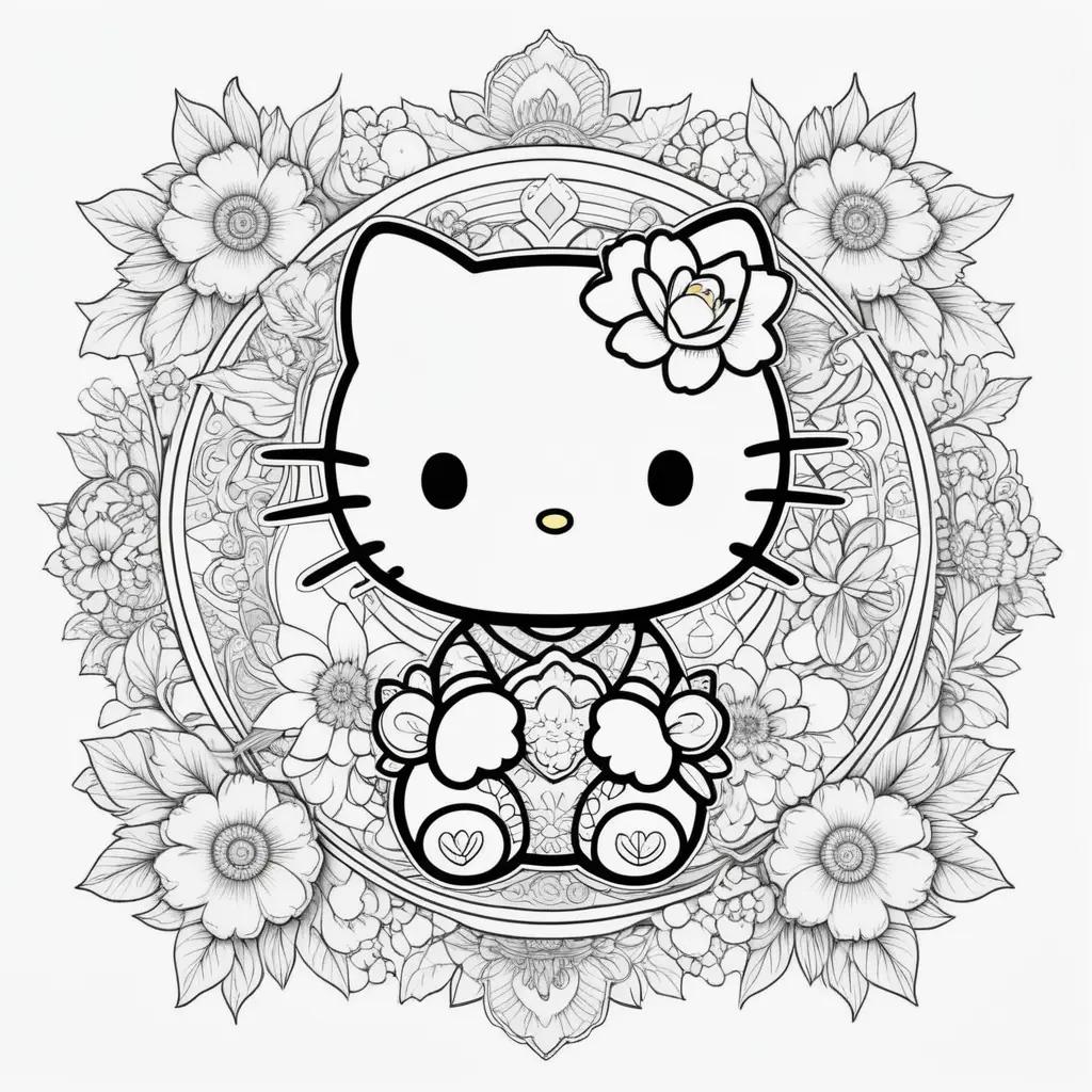 Hello Kitty coloring pages in black and white