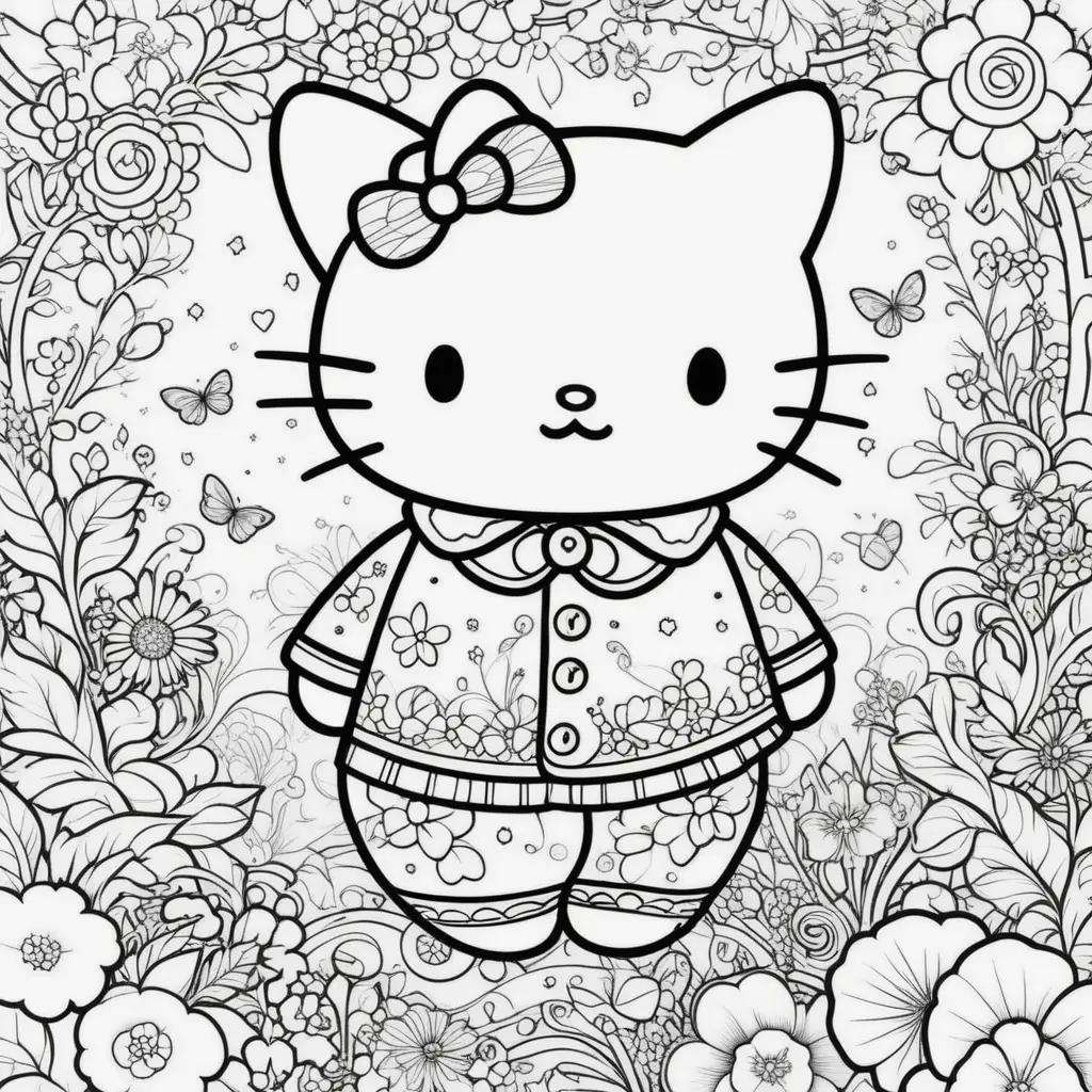 Hello Kitty coloring pages in black and white