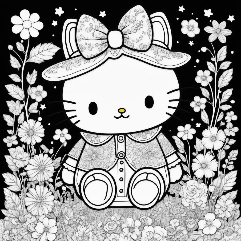 Hello Kitty coloring pages in black and white