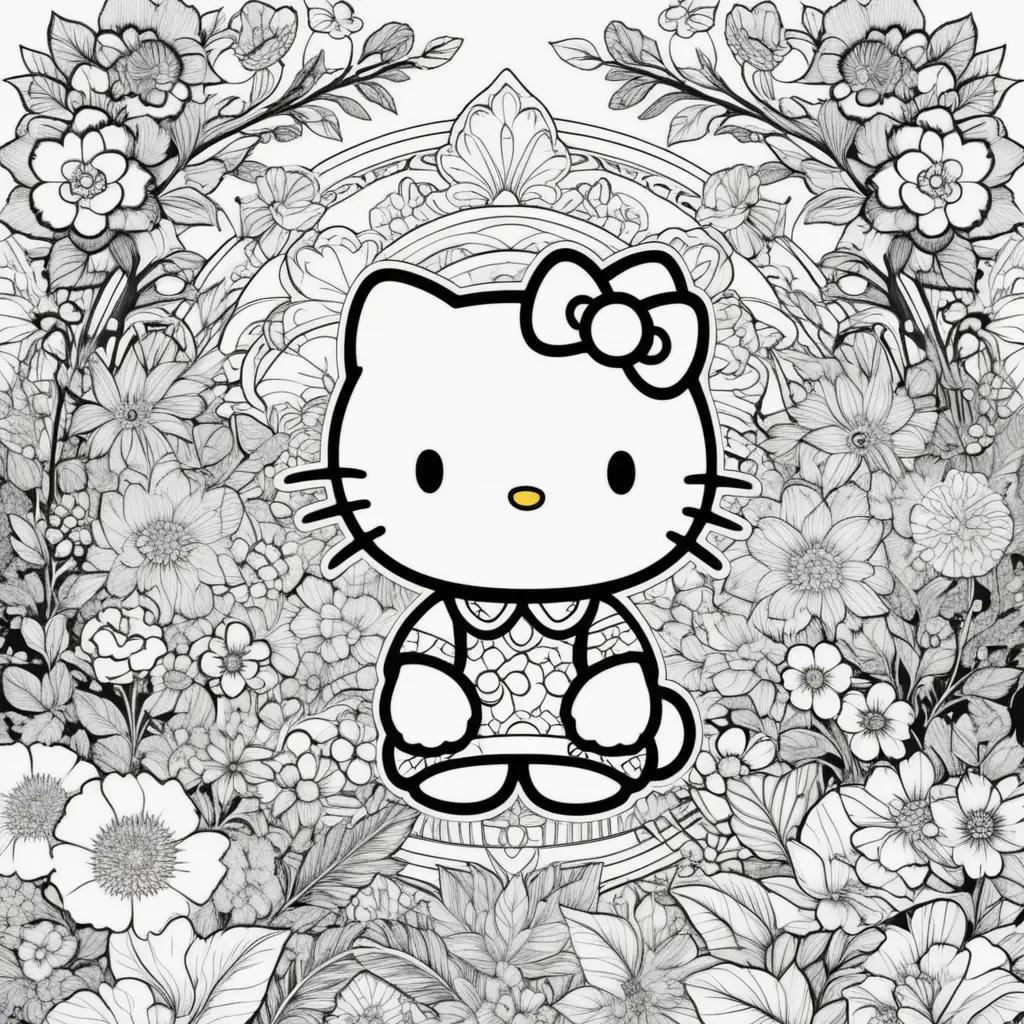 Hello Kitty coloring pages in black and white