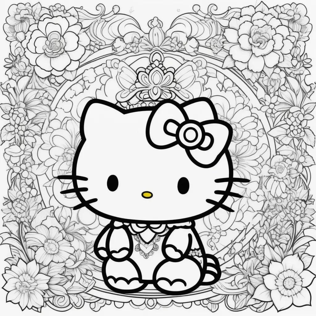 Hello Kitty coloring pages in black and white