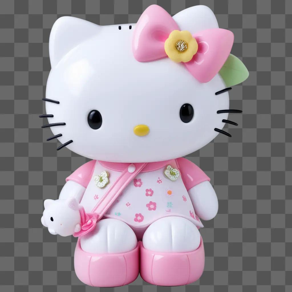 Hello Kitty doll with a pink bow and a yellow flower