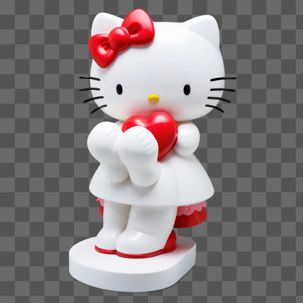 Hello Kitty figurine kisses a red heart