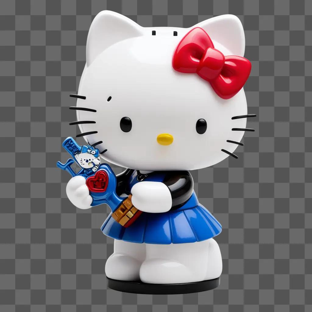 Hello Kitty figurine kisses a toy gun