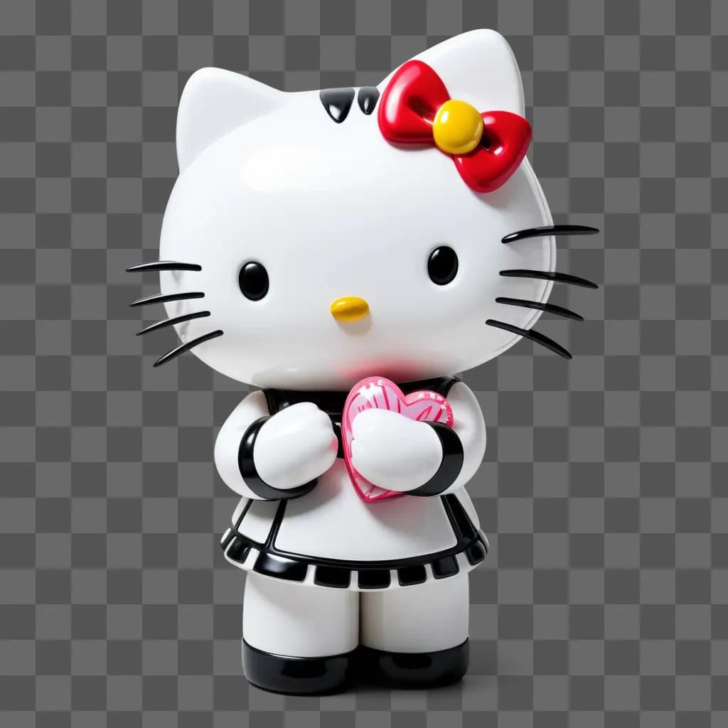 Hello Kitty holding a heart kiss in her hand