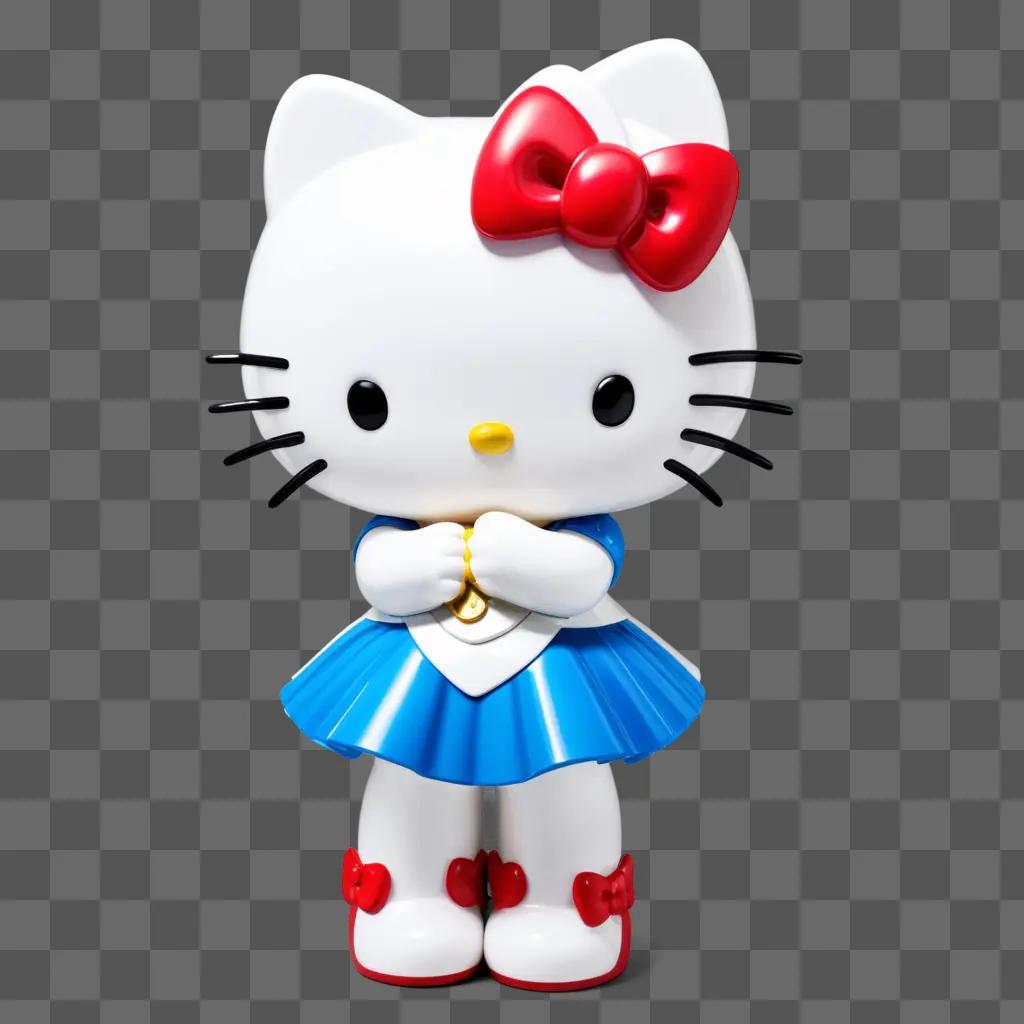 Hello Kitty in a blue dress with a red bow