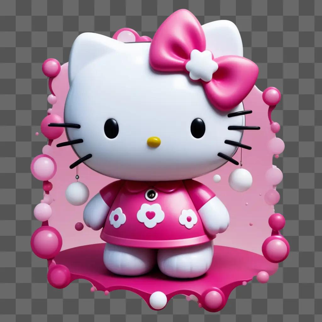 Hello Kitty in pink bow and dress, surrounded by beads