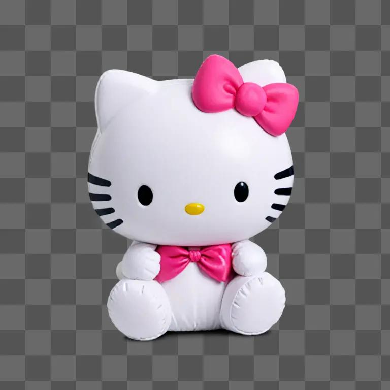 Hello Kitty in pink bow sitting on pink background