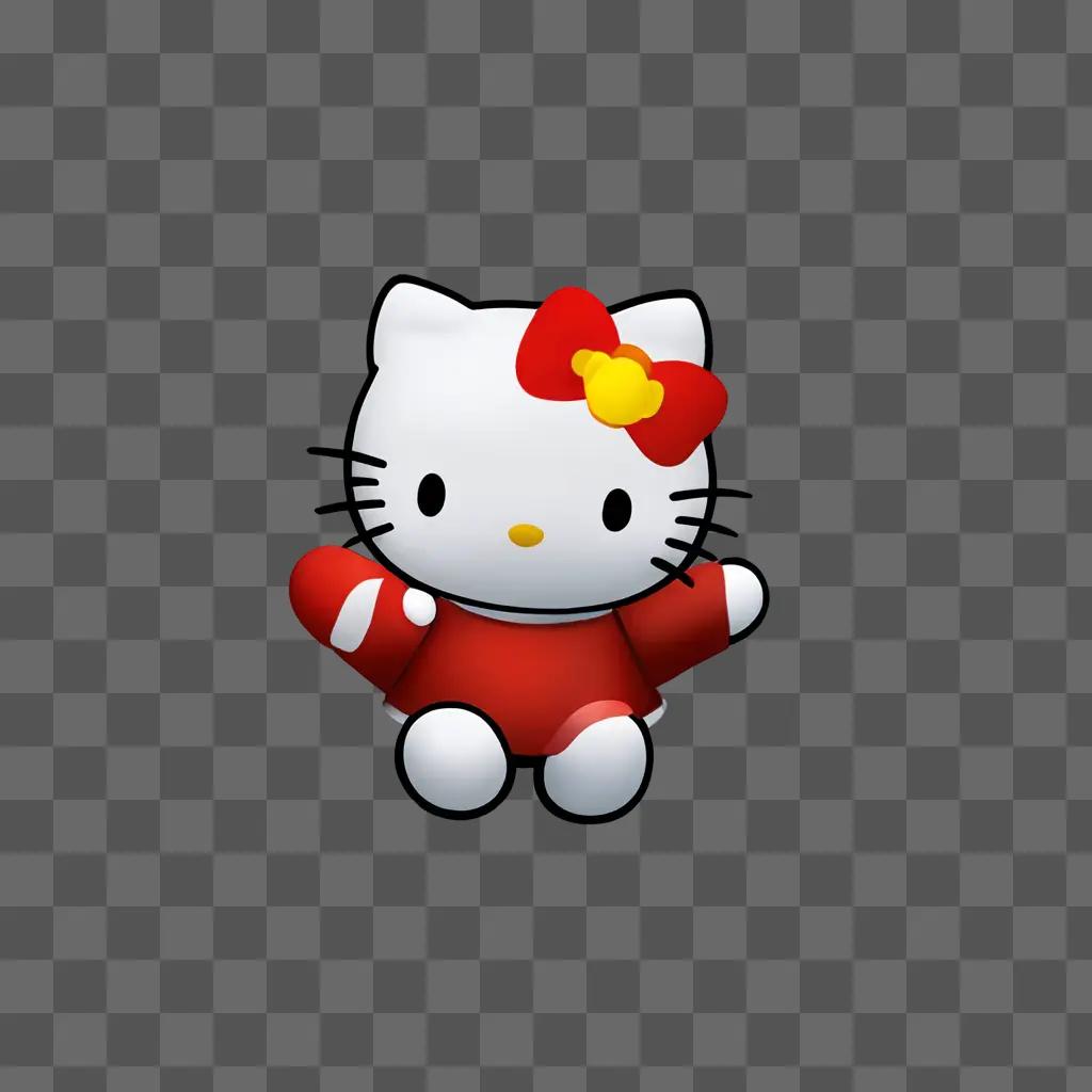 Hello Kitty in red bow with Christmas background