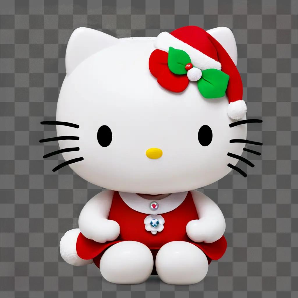 Hello Kitty in red dress with Christmas hat