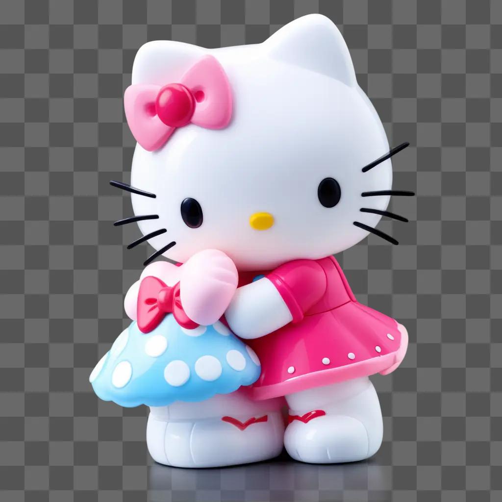 Hello Kitty kisses a doll in pink dress