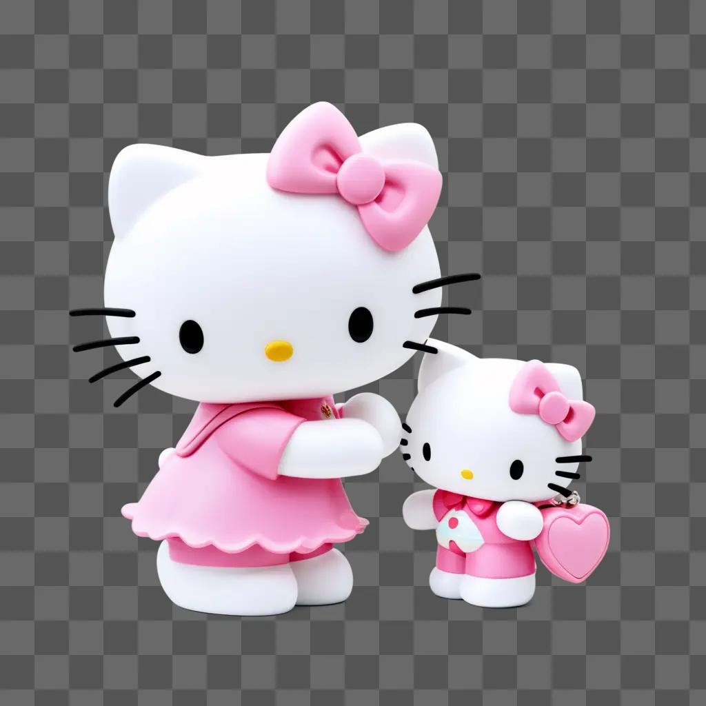 Hello Kitty kisses her small companion