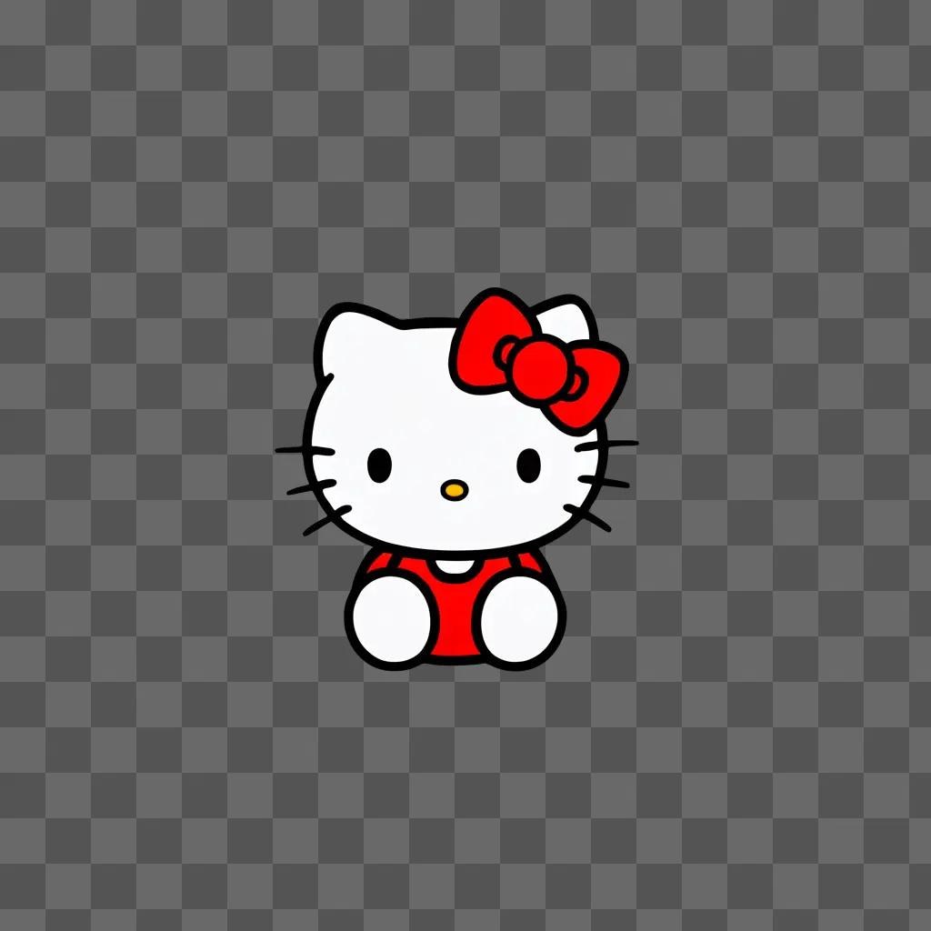 Hello Kitty kisses pink background with red bow