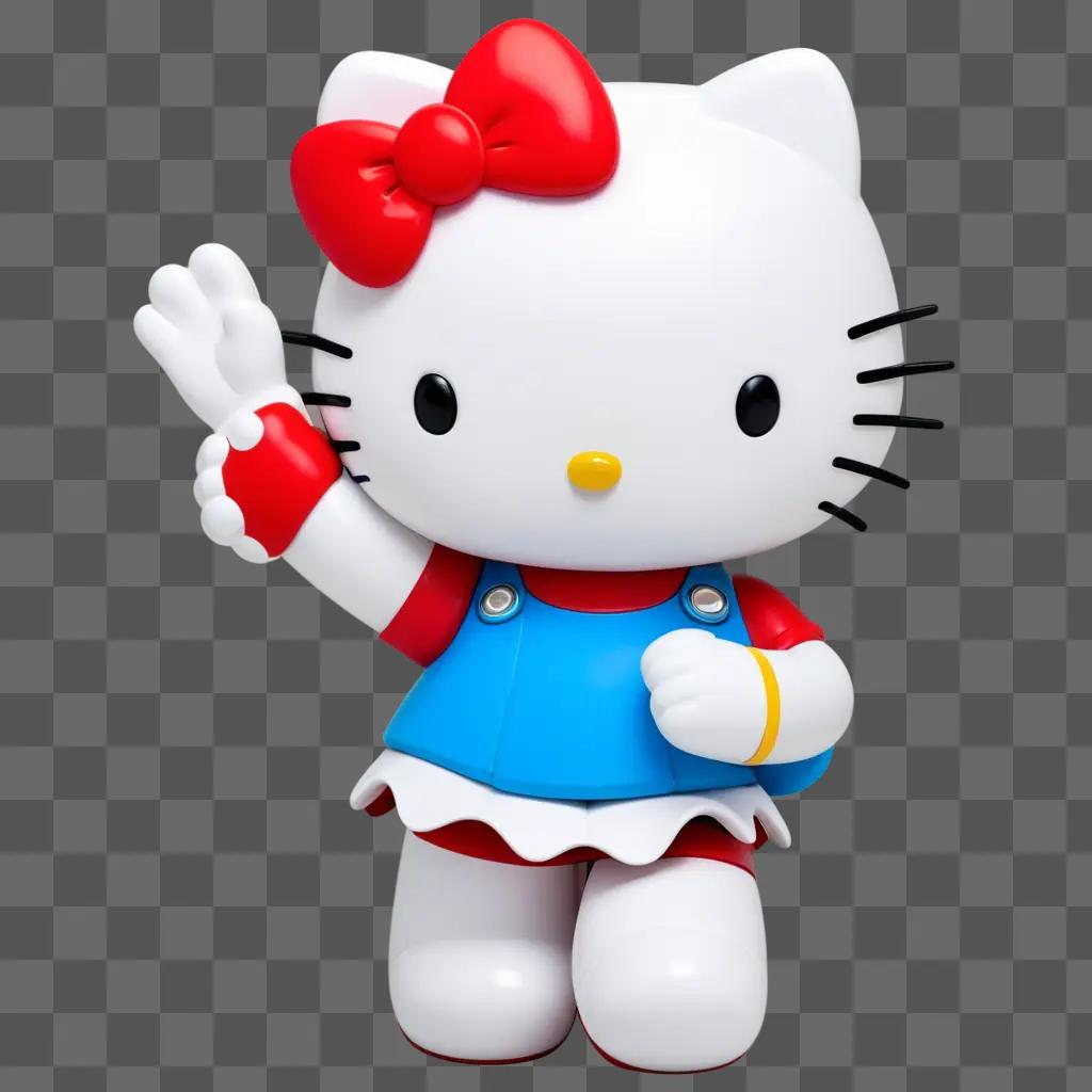 Hello Kitty waving her hand in a happy pose