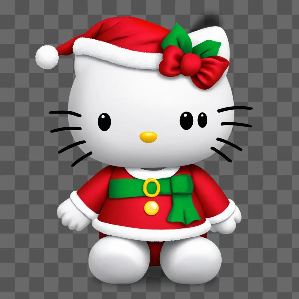 Hello Kitty wears a festive red and green outfit for Christmas