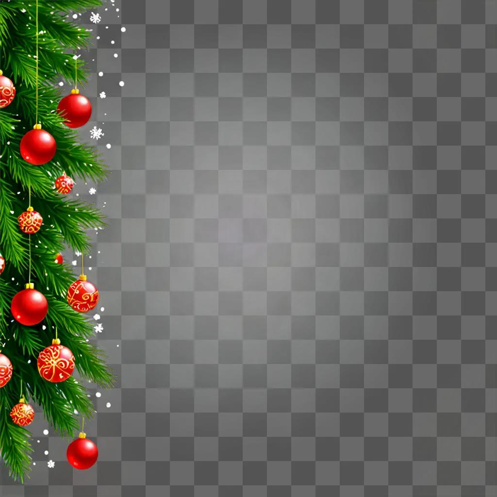 High resolution Christmas background with red balls and pine branches