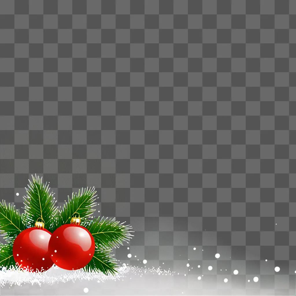 High resolution Christmas background with red ornaments and pine branches