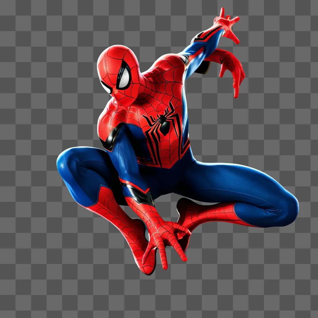 高解像度のスパイダーマンが写真のポーズをとる