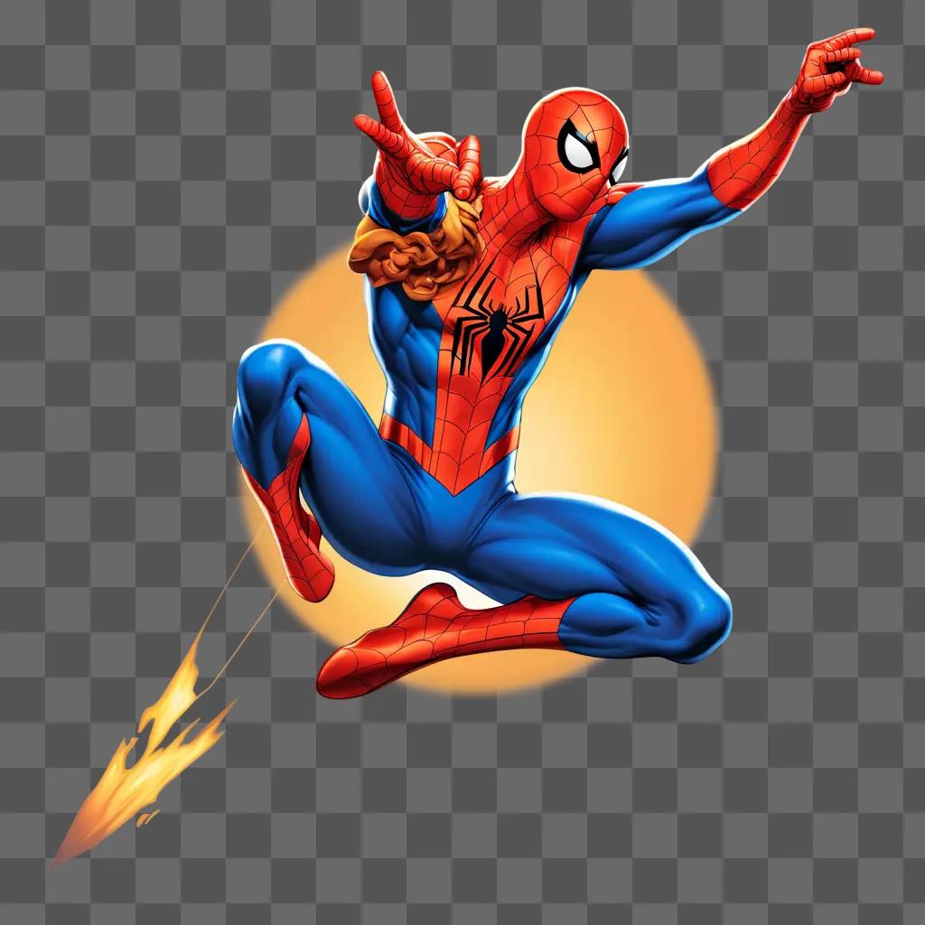 High resolution Spiderman flying through the air