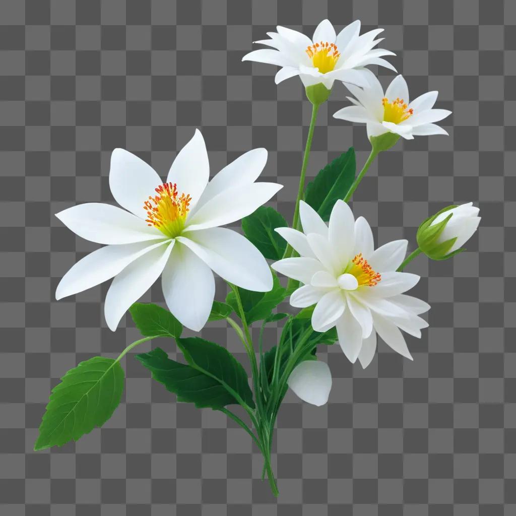 High resolution image of a white flower with orange center