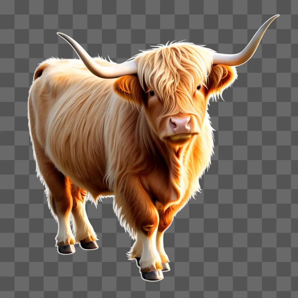 Highland Cow Clipart: A Blurry Cow With Long Horns