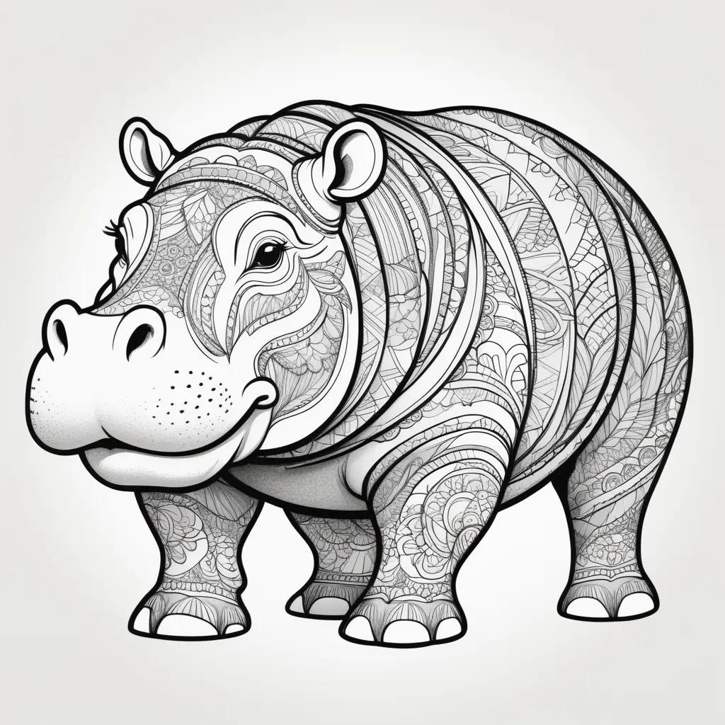 Hippo Coloring Pages: A Unique Coloring Book for Adults