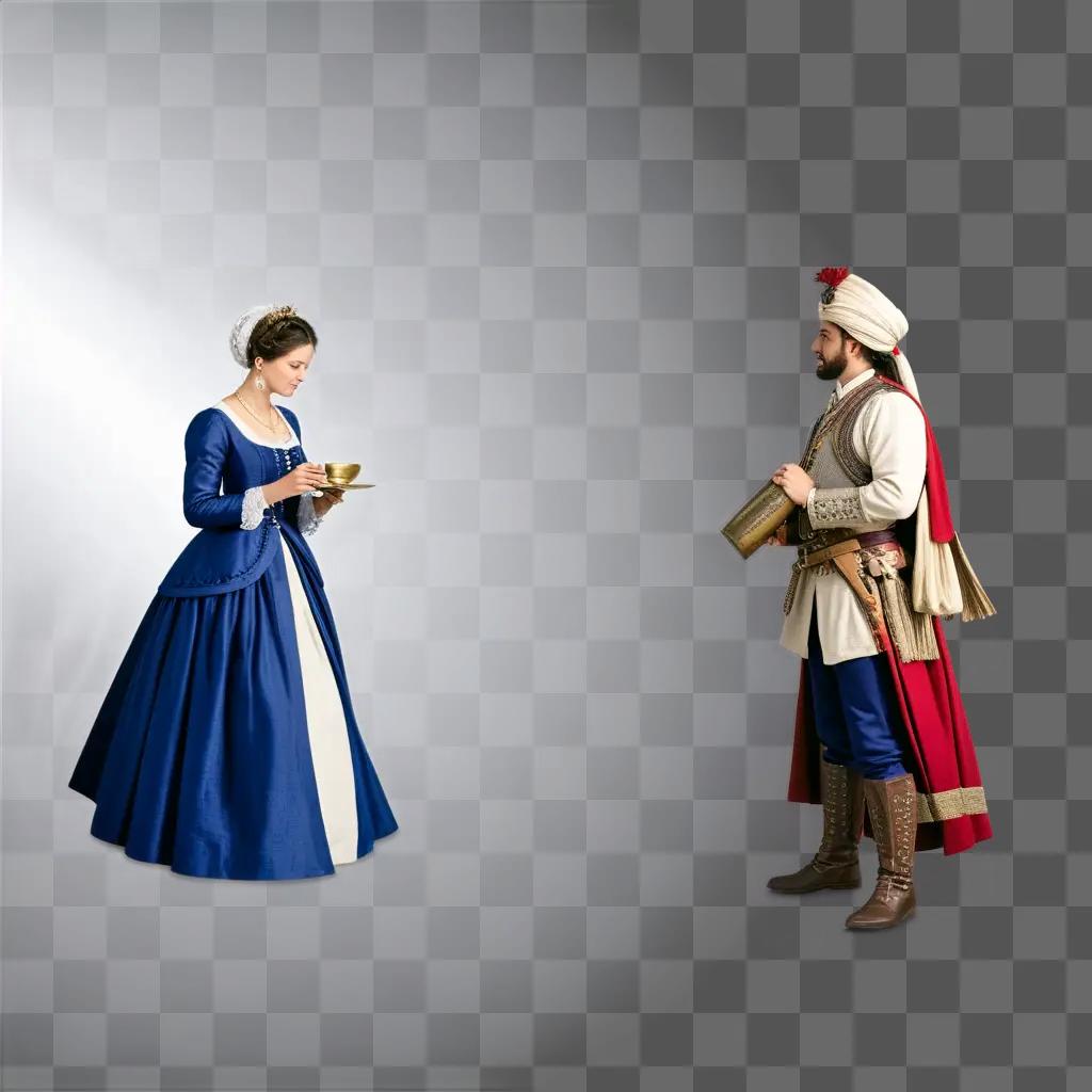 歴史 当時のドレスを着た男性と女性の画像